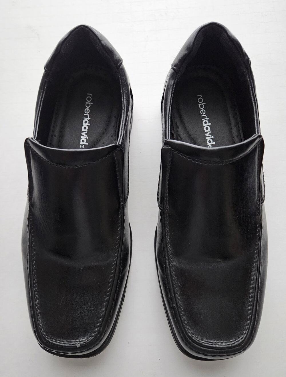 Boys Black Robert David Dress Shoes Size 3W Slip On